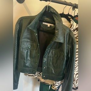 skirt & jacket set! VB vegan leather green jacket with matching mini skirt